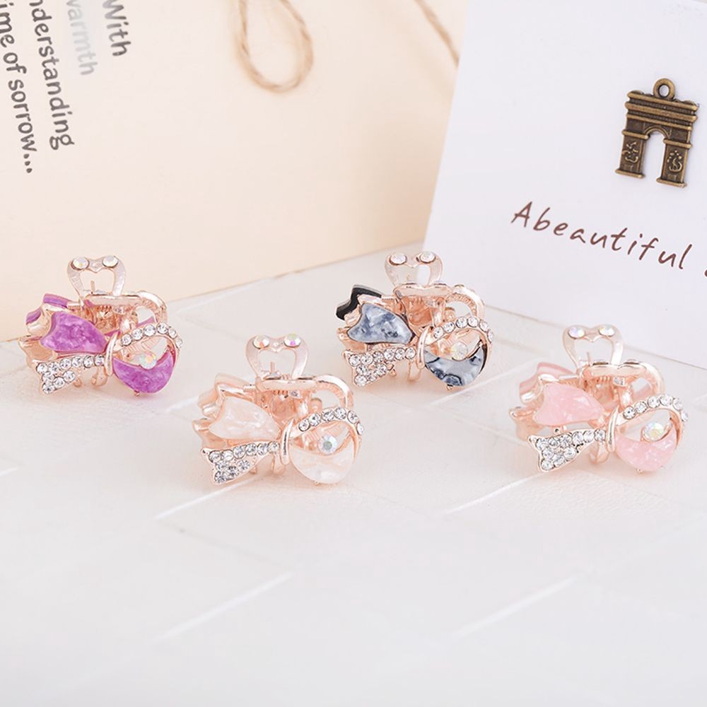 Kẹp tóc họa tiết nơ đính kim cương giả thời trang