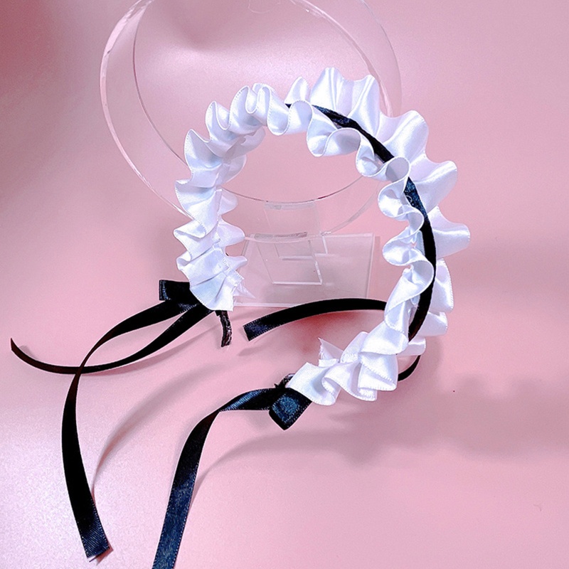 Băng Đô Cài Tóc Hình Nơ Phối Ren Phong Cách Lolita Dễ Thương Cho Bé Gái