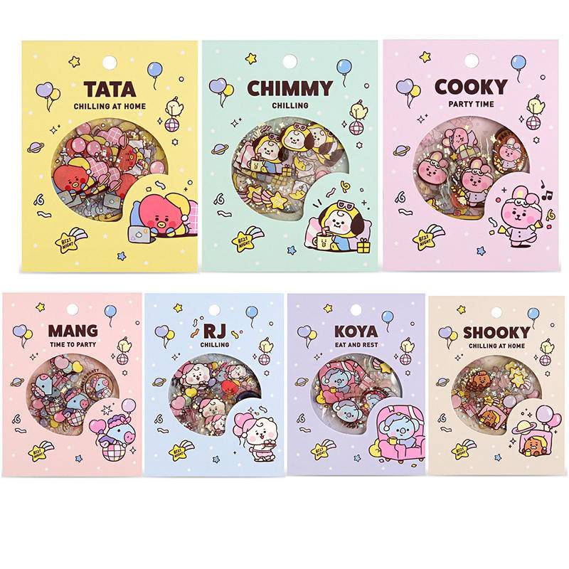 Túi 32 hình dán hoạt hình KPOP BTS BT21 2D bằng PVC trang trí sổ lưu niệm nhật ký album sổ tay văn phòng phẩm tự làm