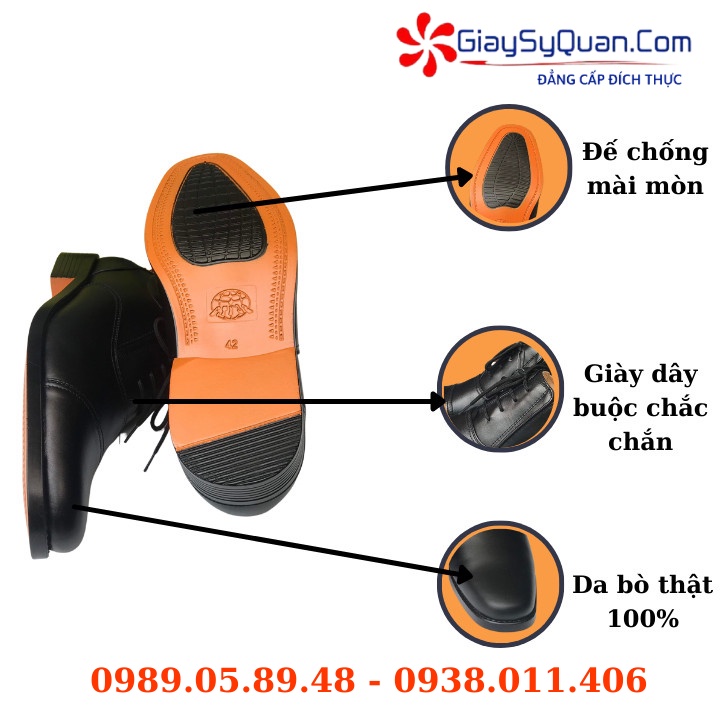 Giày da nam công sở - Giày tây chất liệu da bò thật 100% cao cấp thời trang Mã 432GA Màu đen bảo hành 12 tháng