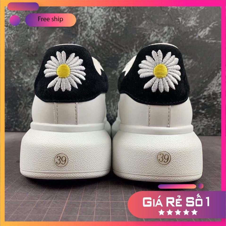 Giày Mcqueen trắng gót nhung hình Hoa Cúc hàng cao cấp giá xưởng Form dành cho cả nam nữ freeship từ 150k