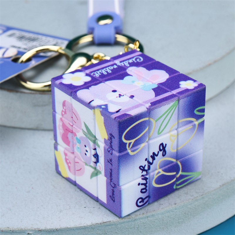 Móc Khóa Hình Khối Rubik Hoạt Hình Sáng Tạo Dễ Thương