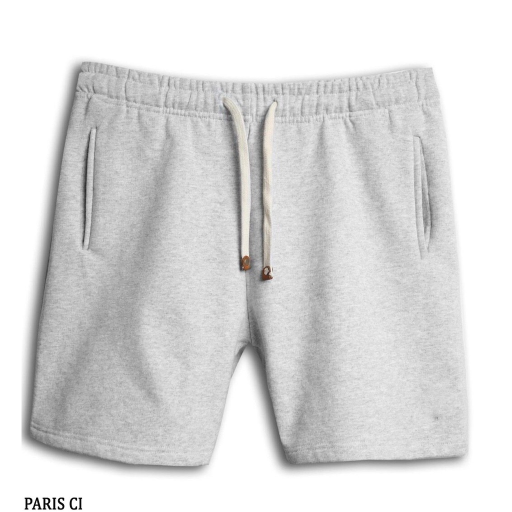 Quần Short Nỉ PARIS CI phong cách Nam Nữ 5 Màu Trơn Trẻ Trung