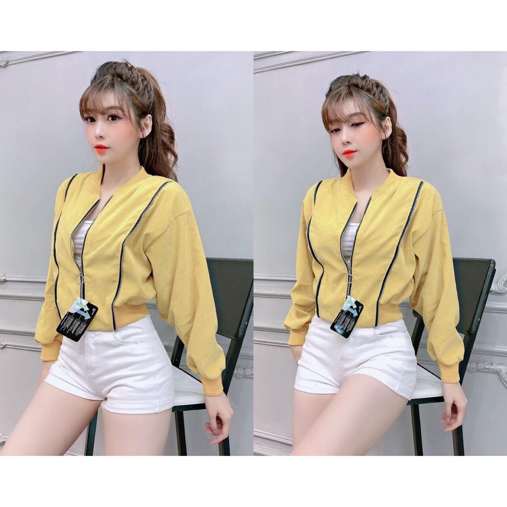 [ Hỗ Trợ Giá ] Áo khoác Croptop lửng Nhung Bố Lụa cao cấp