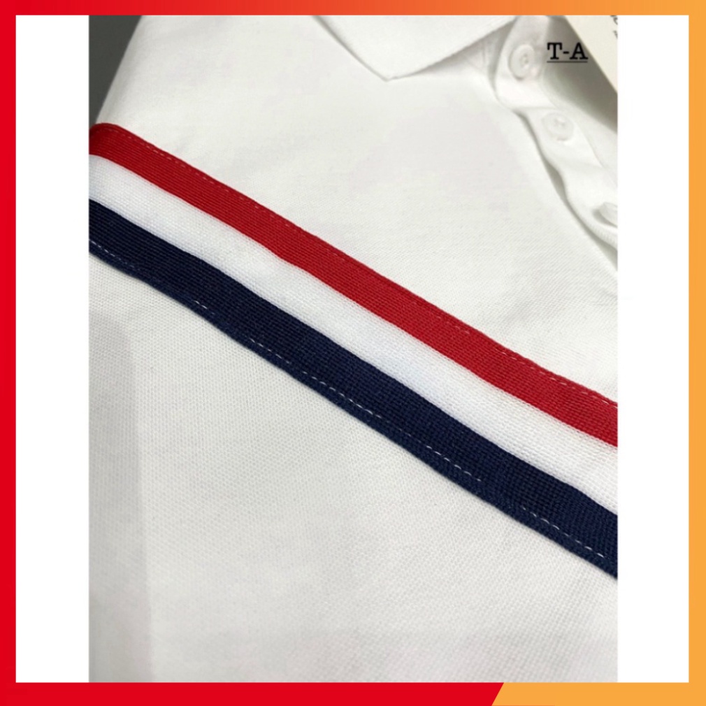 Áo Polo Unisex sọc chéo xanh đỏ,cotton cổ bẹ cộc tay thời thượng cực sịn sò