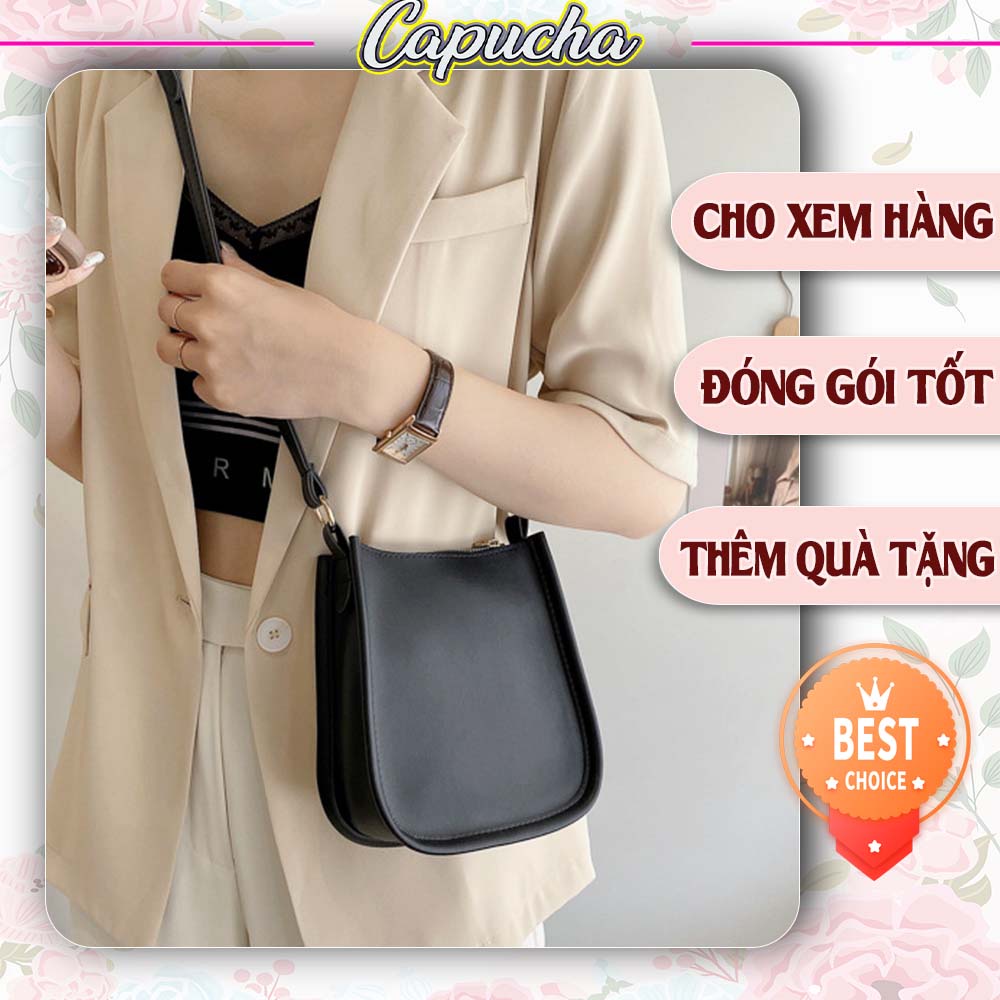 Túi xách đeo chéo nữ mini nhỏ basic đựng điện thoại, máy tính, tài liệu chất liệu da mềm mịn Capucha T2