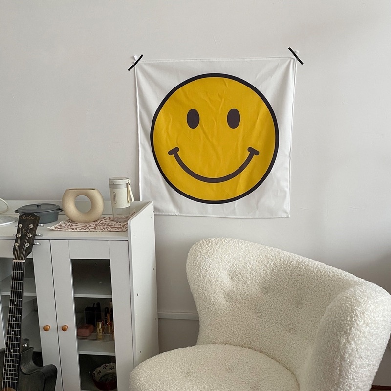 Tranh Vải Treo Tường Decor Trang Trí Phòng Ngủ Hình Mặt Cười