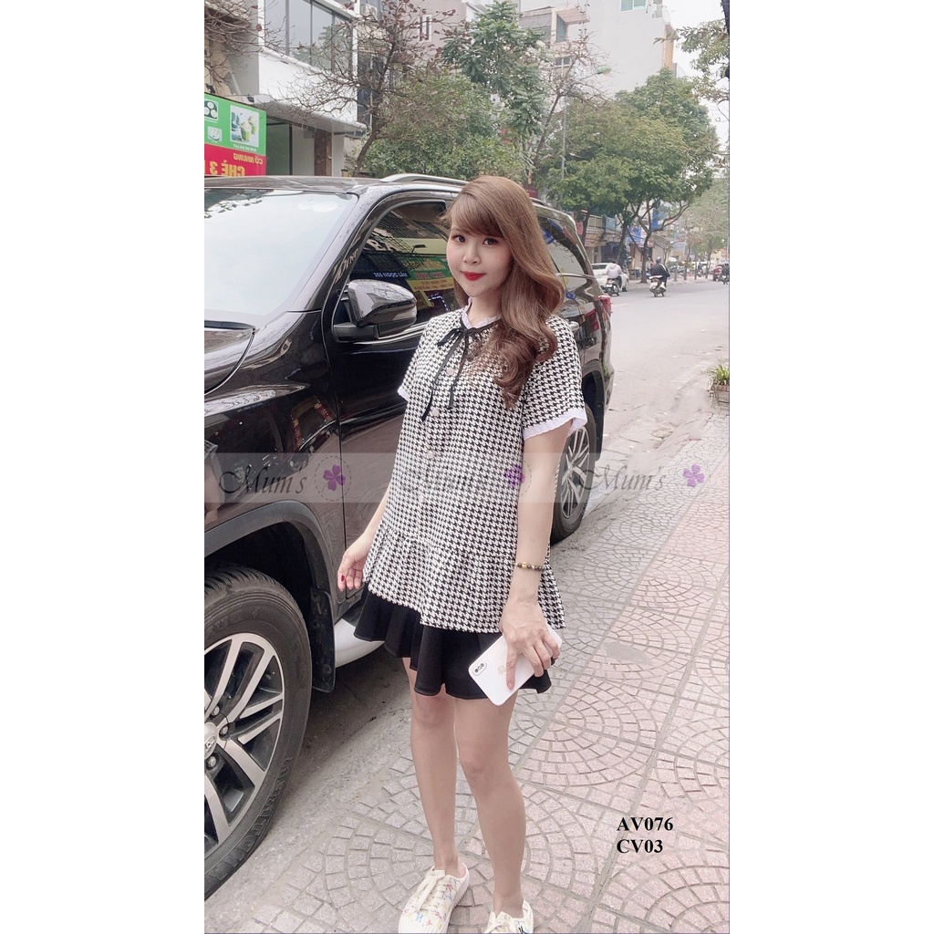 ÁO BẦU FREESHIP áo mặc mùa hè siêu xinh Aó kẻ cổ bèo buộc nơ