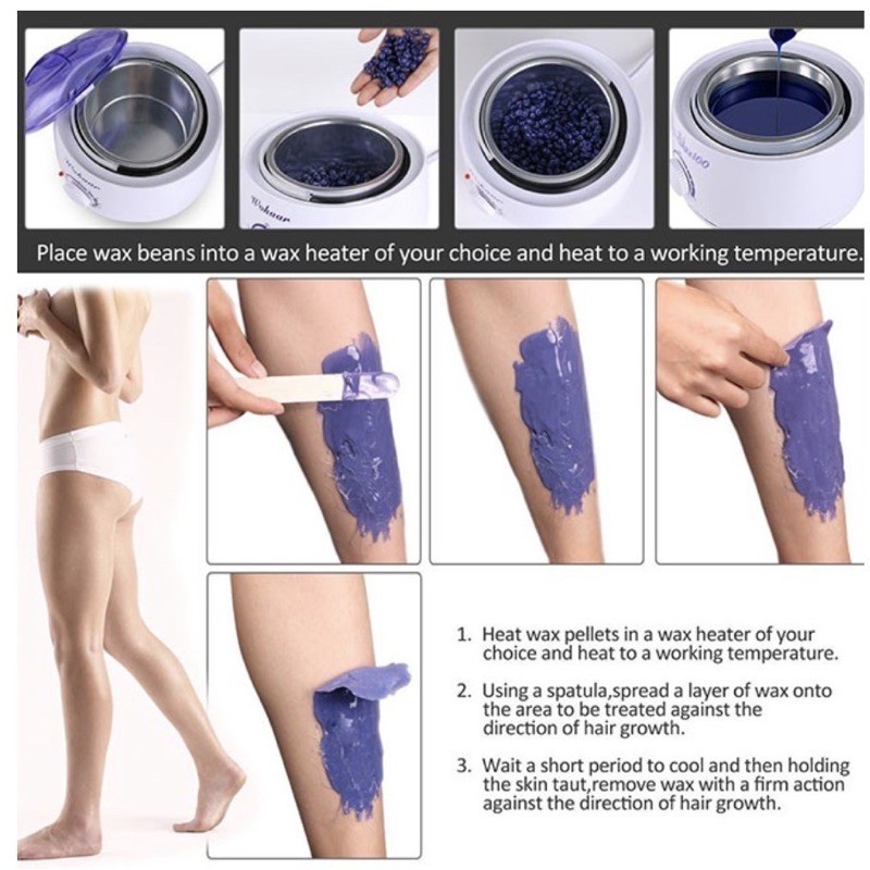 CHÍNH HÃNG -ComBo Nồi Nấu Sáp Wax Lông Và 100gr Sáp Hard Wax Beans + 10 que Loại 1