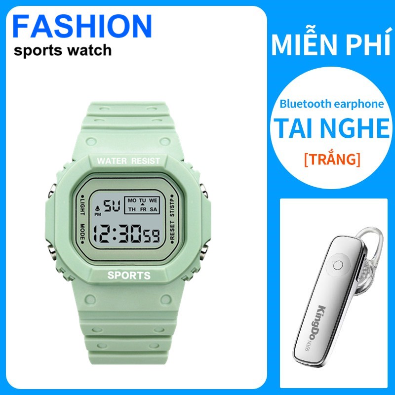 Mặt số điện tử OEM dành cho nữ có đèn LED dây đeo bằng silicon chống thấm nước [tai nghe Bluetooth M165 miễn phí]