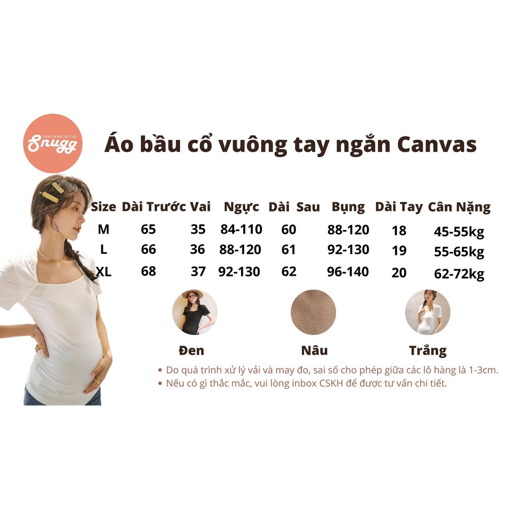 Áo bầu cổ vuông tay ngắn Canvaus kháng khuẩn - Must have cho mẹ bầu- Snugg SNU2062