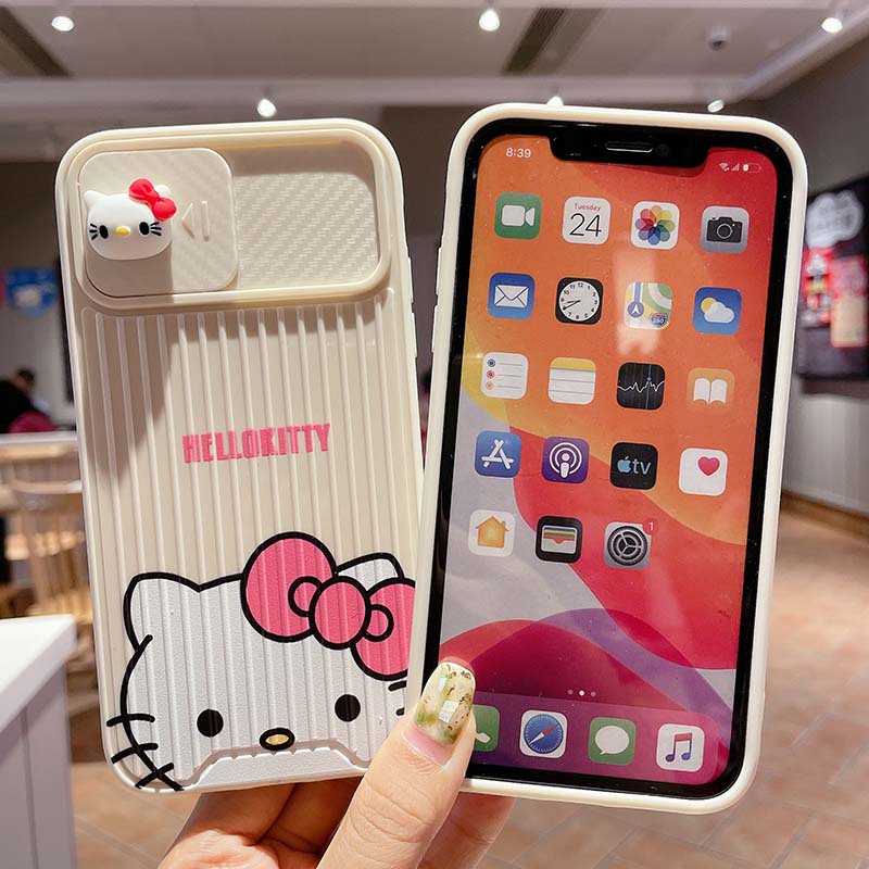 Ốp điện thoại TPU dẻo chống bụi chống sốc nắp trượt camera gấu/ mèo 3D cho IPHONE 7 8 PLUS X XS XR XSMAX 11 12 PRO MAX | BigBuy360 - bigbuy360.vn