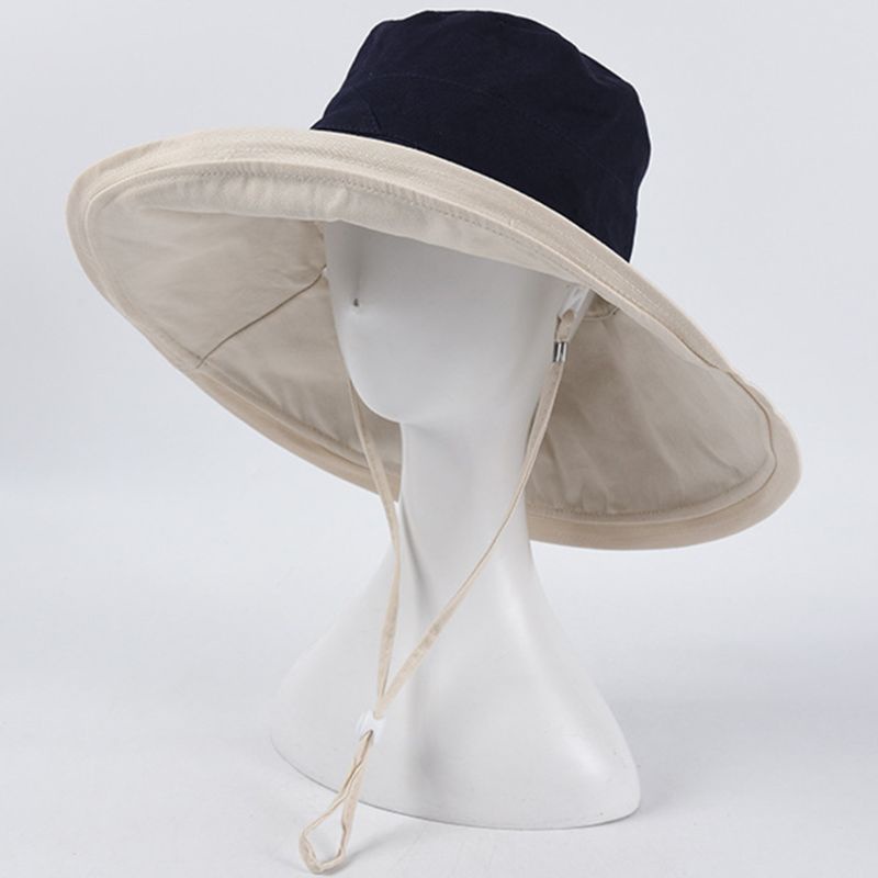 Nón Tai Bèo Rộng Vành Màu Sắc Tương Phản Thời Trang Đi Biển Cho Nữ