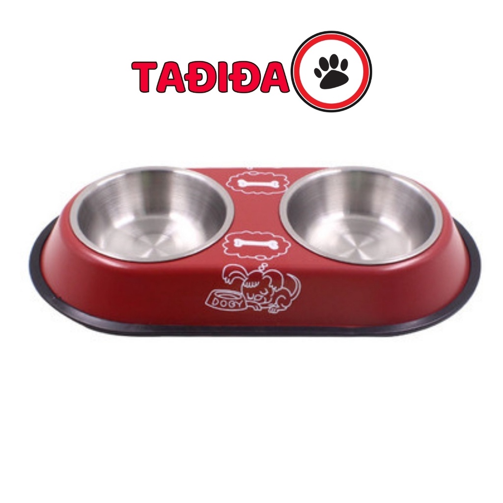 Bát ăn đôi cho Chó Mèo bằng inox không gỉ , Dụng cụ đựng thức ăn cho Thú Cưng- Tadida Pet