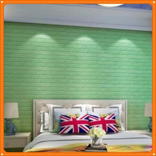 Xốp Dán Tường Giả Gạch 3D XANH Cốm 3mm ( 70X77cm )