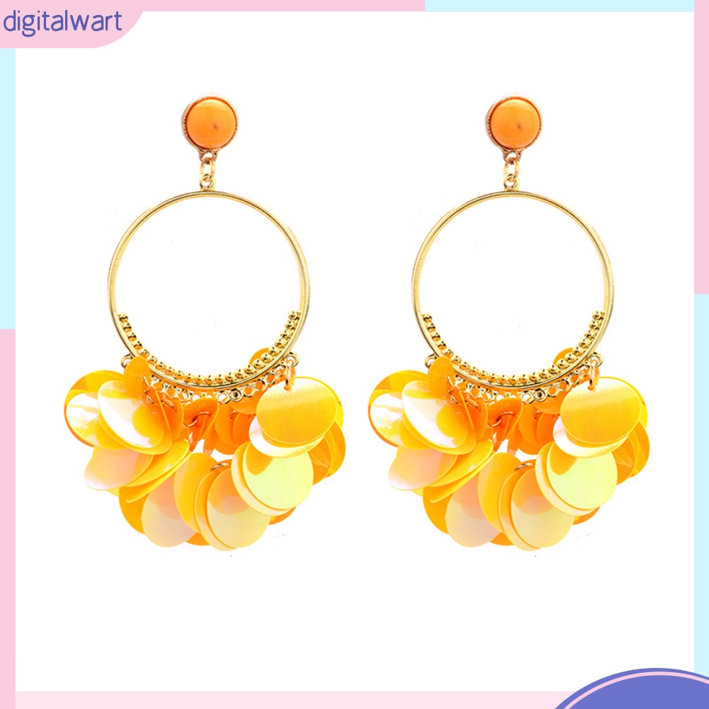 Đôi Khuyên Tai Tua Rua Vảy Kim Loại Phong Cách Bô-Hem Cho Nữ