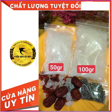 Tổ yến tươi nguyên chất (30-50-100g) - tặng kèm nguyên liệu nấu yến (táo đỏ, hạt chia , đường phèn)