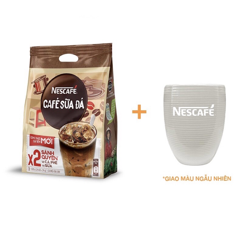 [Tặng ly sứ]BỊCH 25 gói 24g cà phê NESCAFE cà phê sữa đá