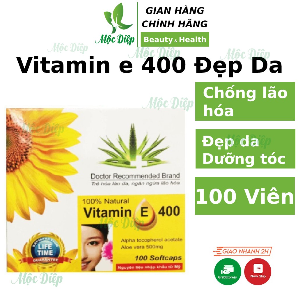 Vitamin E 400 - Viên Uống Trắng Da chống lão hóa, khỏe tóc, làm đẹp da bổ sung vitamin e nha đam Nature e_400_huongduong | Thế Giới Skin Care