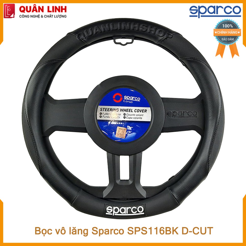 Bọc vô lăng cao cấp chính hãng Sparco  SPS116BK D-CUT dùng cho KIA SELTOS