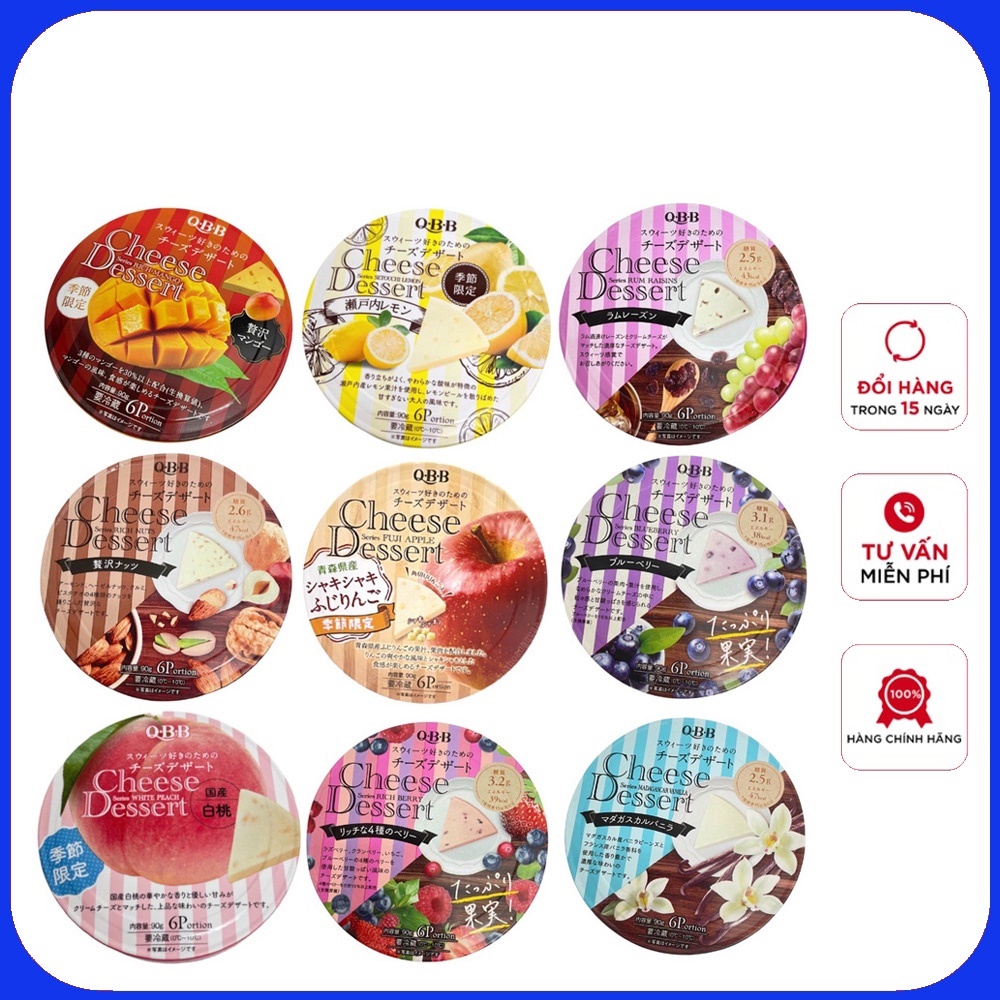 Phô Mai QBB Rokko Butter Cheese Dessert Nhật Bản hộp tròn 90g Đủ Vị [ DATE T03-T04/2023]