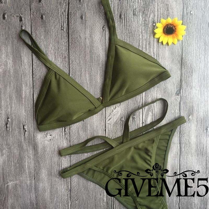 Bikini có đệm nâng ngực thiết kế phối dây chất liệu sợi polyamide màu đỏ rượu | WebRaoVat - webraovat.net.vn