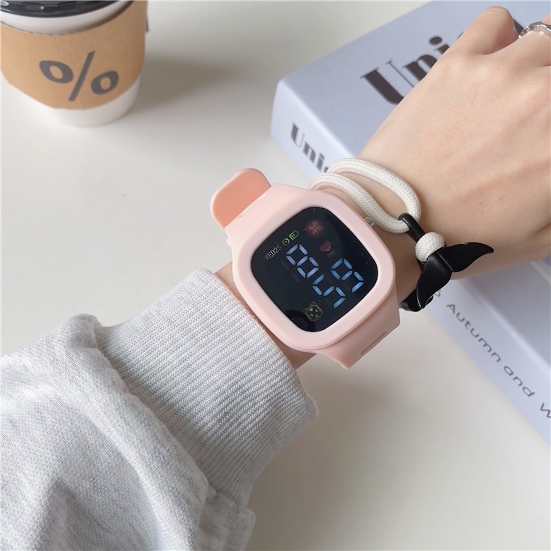 Đồng Hồ Điện Tử Dây Silicone Thể Thao Cho Nữ