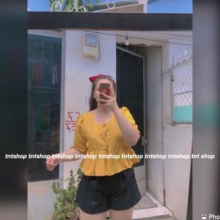 ÁO BABYDOLL CỔ VUÔNG NÚT BIGSIZE 60-90KG [ Ảnh thật 100%].