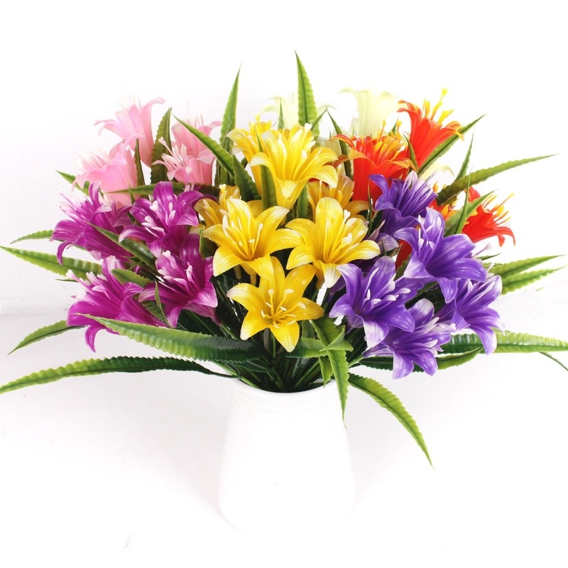 Nhánh 7 Nhánh Hoa Lily Giả Bằng Nhựa Nhiều Màu Trang Trí Đa Ứng Dụng