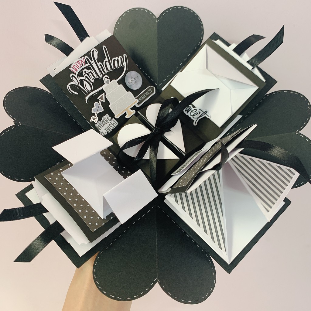 Hộp quà Lovebox Exploding Box - Mẫu Trắng Đen