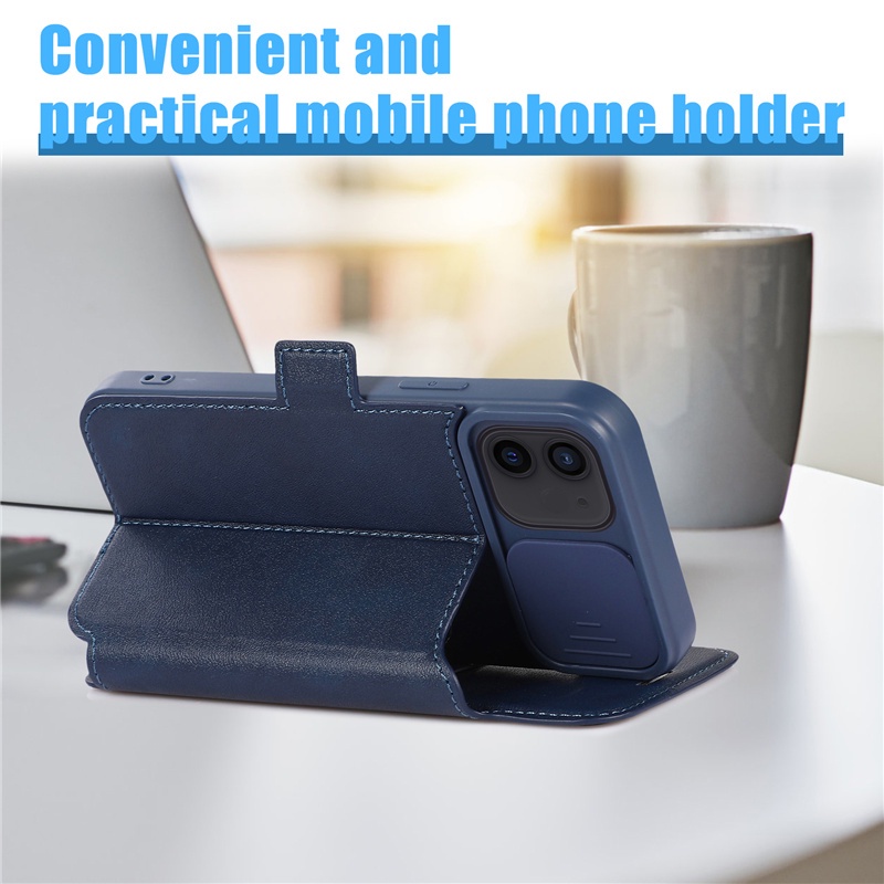 Bao da điện thoại nắp gập từ tính chống rơi có ngăn đựng thẻ thời trang cho For iPhone 14 13  Pro Max Plus
