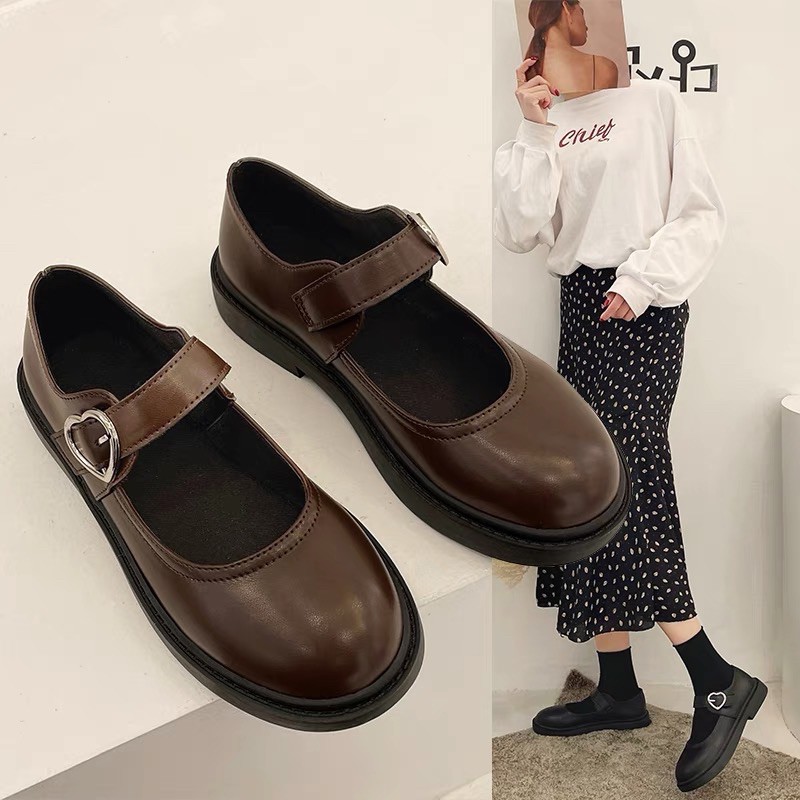 (ORDER) Giày mary jane da mềm khoá trái tim BIG SIZE 35-43