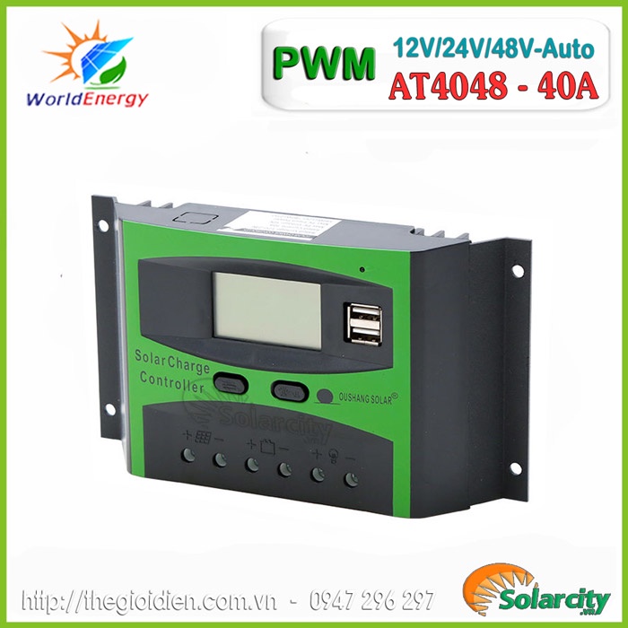 Bộ điều khiển sạc năng lượng PWM 40A - 12V/24V/48V tự động