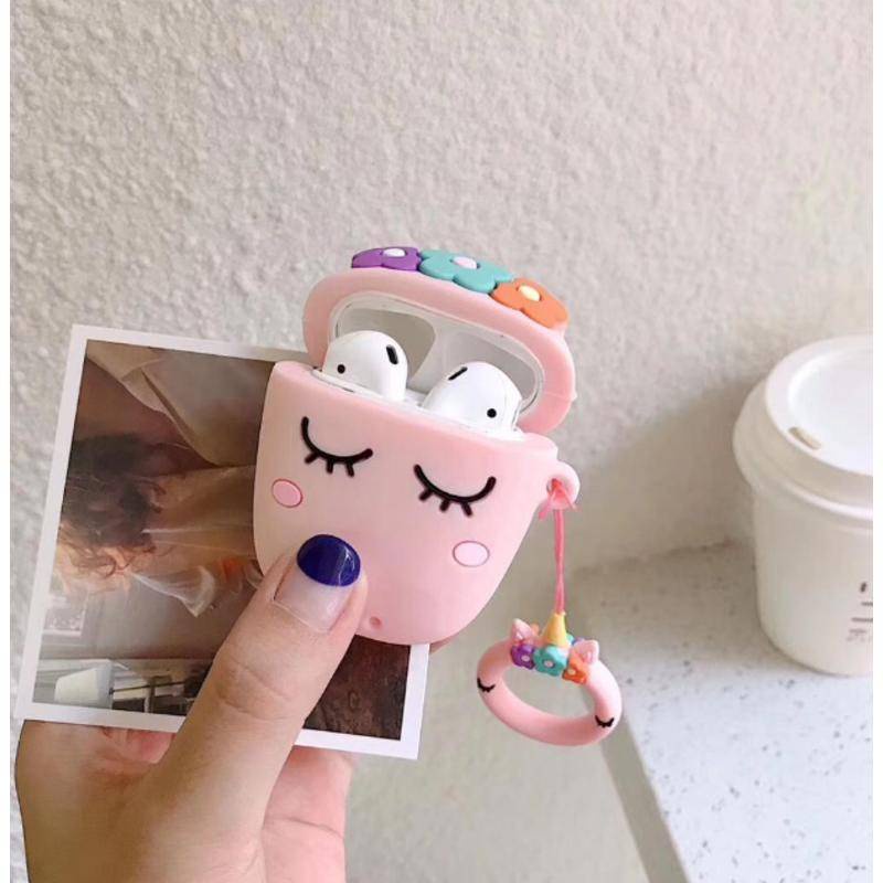 Vỏ Bảo Vệ Hộp Sạc Tai Nghe Airpods 1/2/pro Bằng Silicon Họa Tiết Hoạt Hình 3D Dễ Thương Chống Sốc/ Bụi Bẩn Kèm Vòng Đeo Tiện Dụng