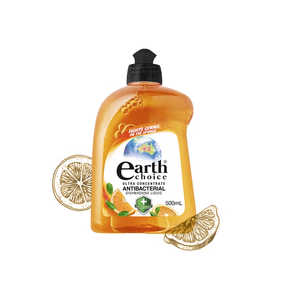 Nước rửa chén đậm đặc Earth Choice Úc 500ml gốc thực vật hương chanh kháng khuẩn