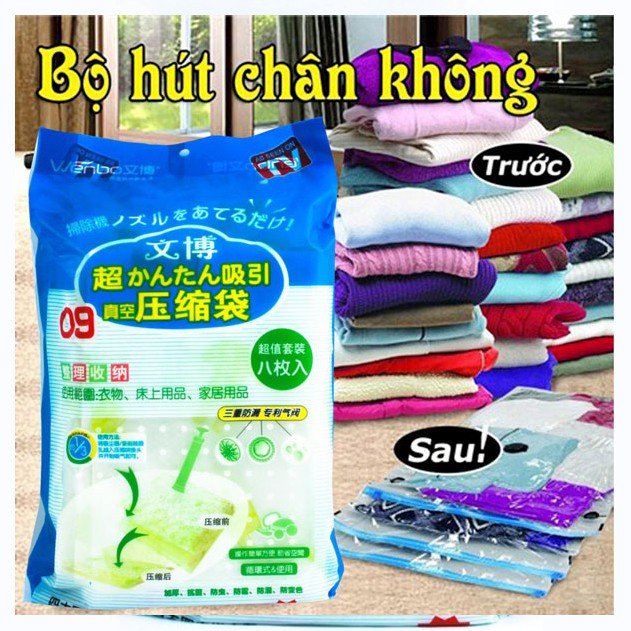 Bộ 8 túi hút chân không kèm bơm hàng loại 1