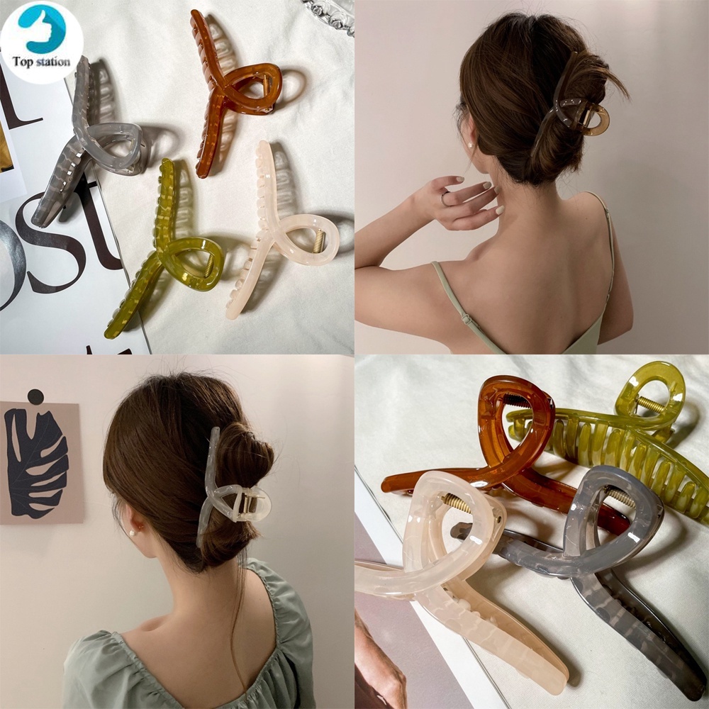 Kẹp tóc acrylic nhiều màu sắc phong cách retro