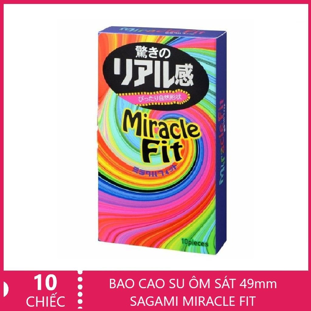 Bao Cao Su Siêu mỏng ôm sát Sagami Miracle Fit - size 49mm - hộp 10 chiếc - Nhật Bản