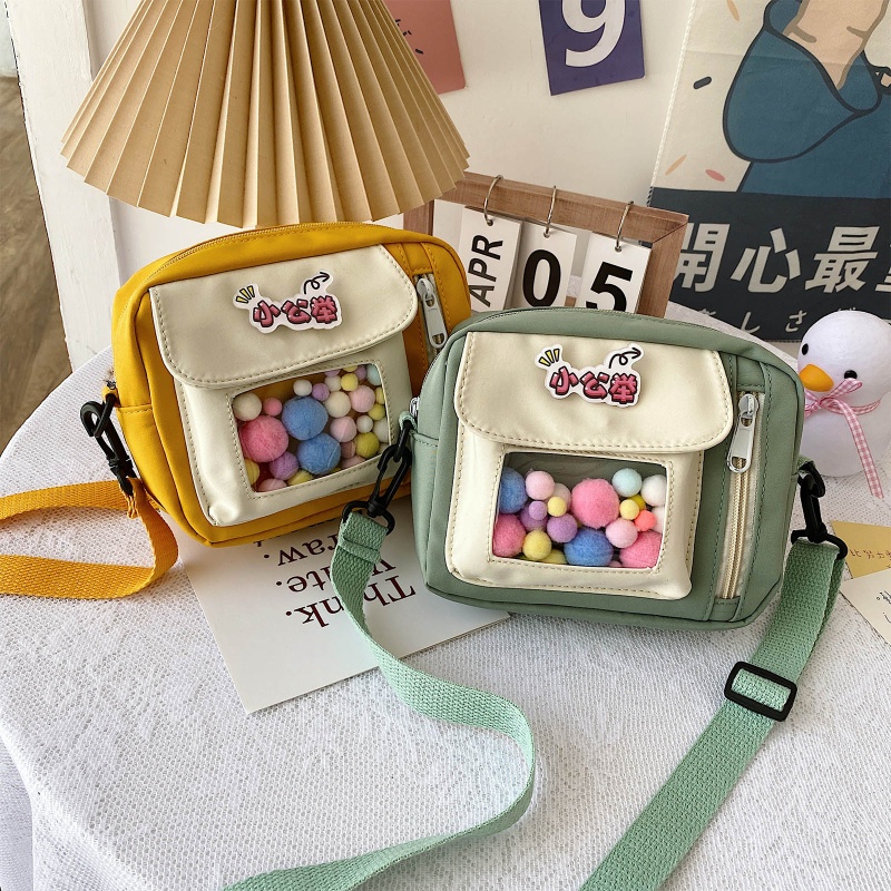 Túi Đeo Chéo Vai Hình Vuông Bằng Nylon Họa Tiết Hoạt Hình Có Thể Điều Chỉnh Kích Thước Cho Nữ