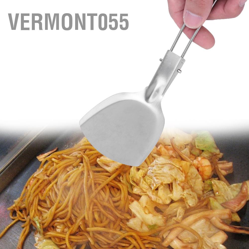 Vermont055 Stainless Steel Foldable Spatula Heat-Resistant Non-Stick Kitchen Utensil Non-Slip Cooking Tool