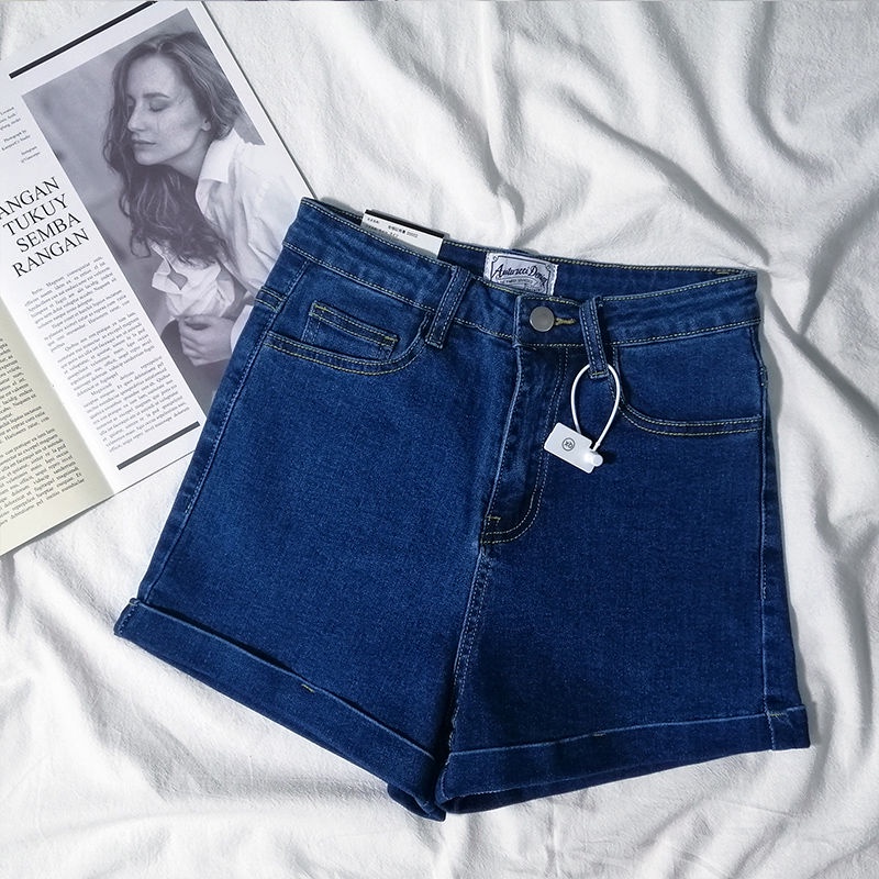 Quần Short Denim Lưng Cao Dáng Ôm Màu Sắc Tươi Sáng Thời Trang Mùa Hè 2022 Cho Nữ