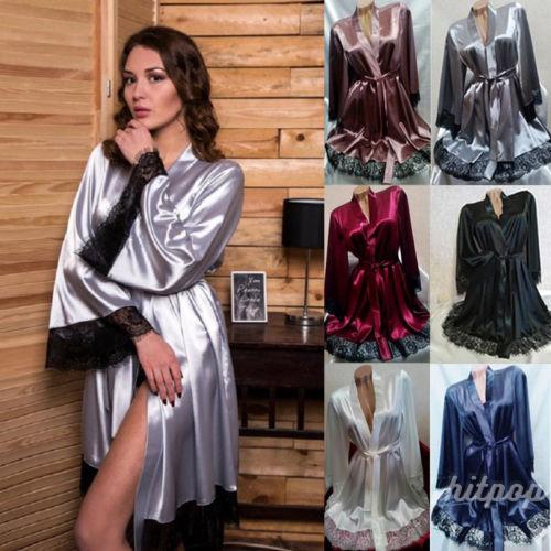 Áo khoác ngủ vải lụa phối ren phong cách quyến rũ dành cho nữ | BigBuy360 - bigbuy360.vn