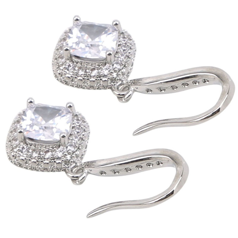 Khuyên Tai Hình Vuông Đính Đá Zircon Sang Trọng Cho Nữ