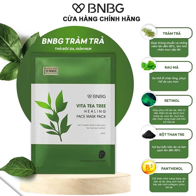 Mặt Nạ Tràm Trà BNBG Vita Tea Tree Healing Face Mask Pack Giảm Mụn Thâm Sẹo Thải Độc Da [NHẬP KHẨU CHÍNH HÃNG]