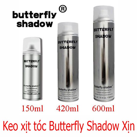 Keo xịt tóc Butterfly Shadow 600ml (Keo Bạc)