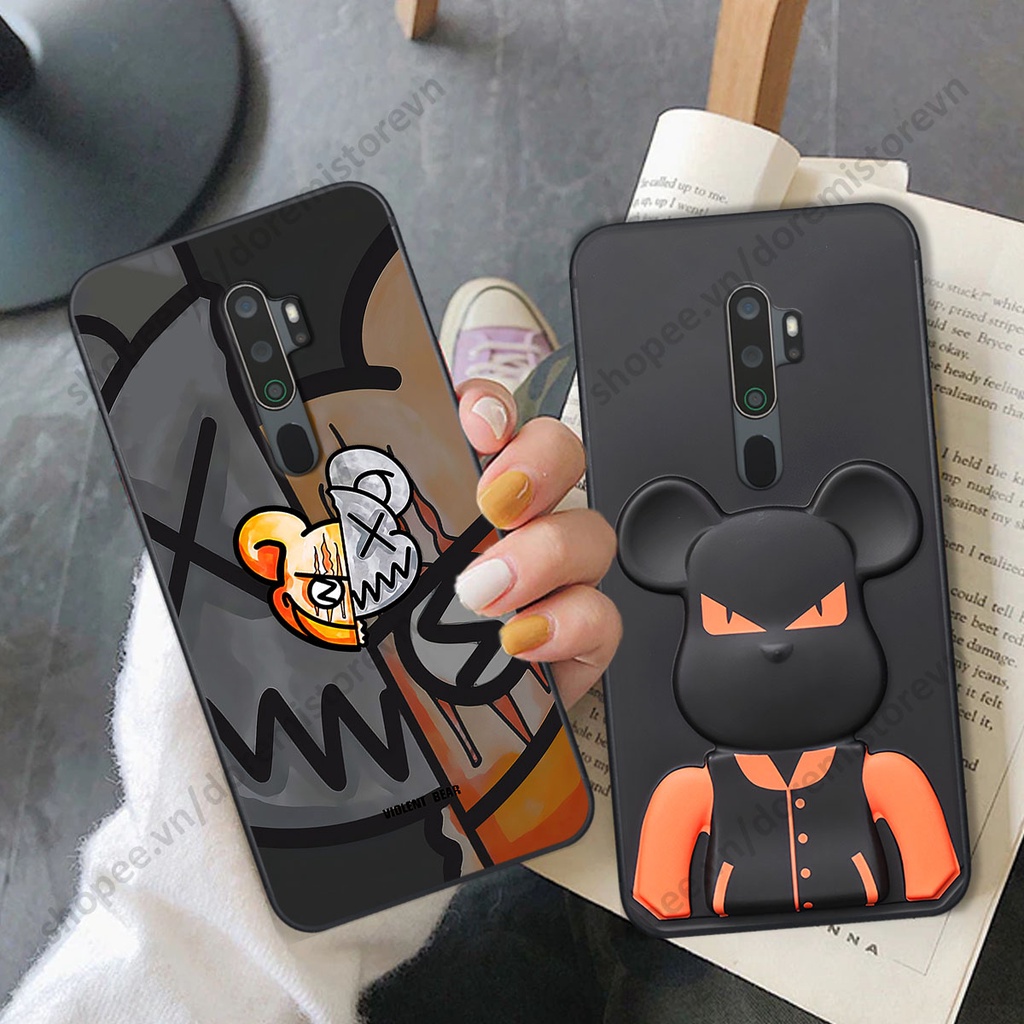 Ốp lưng Oppo A5 2020 / A9 2020 hình kaws, kith, bear brick nổi 3D phong cách độc đáo
