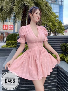 Bigsize Đầm xô nút bọc D468