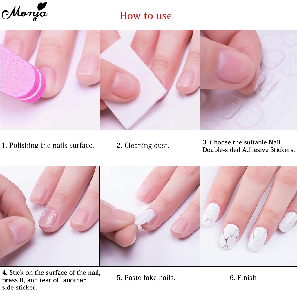 Set 5/ 10 tờ miếng keo dán móng tay giả MONJA DIY trang trí móng tay nghệ thuật hai mặt dạng nhấn