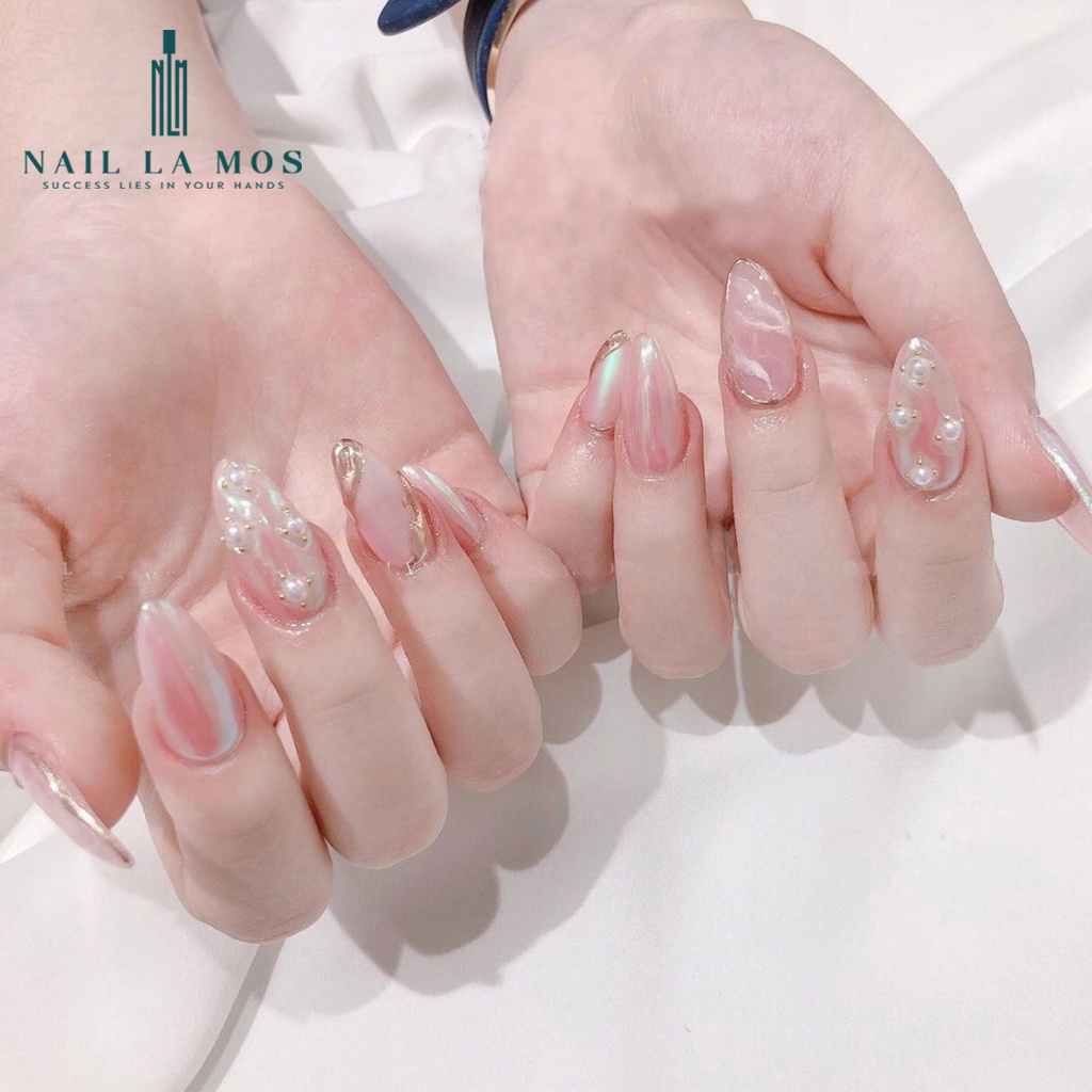 Bột tráng gương trong suốt ánh ngọc trai dạng nén bám móng lên màu đẹp loại xịn