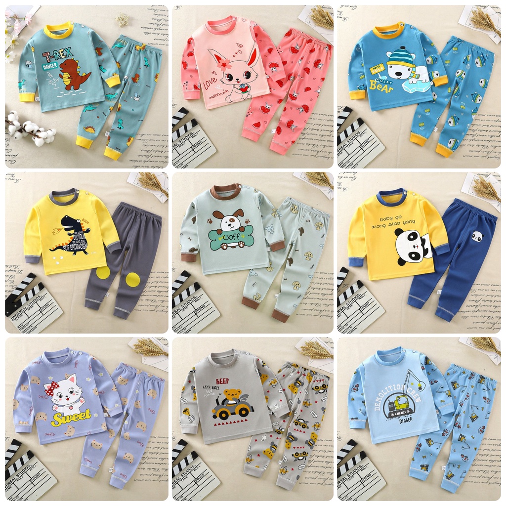 Bộ thu đông dài tay cho bé trai bé gái từ 1 đến 4 tuổi chất cotton tự nhiên siêu mát 58020
